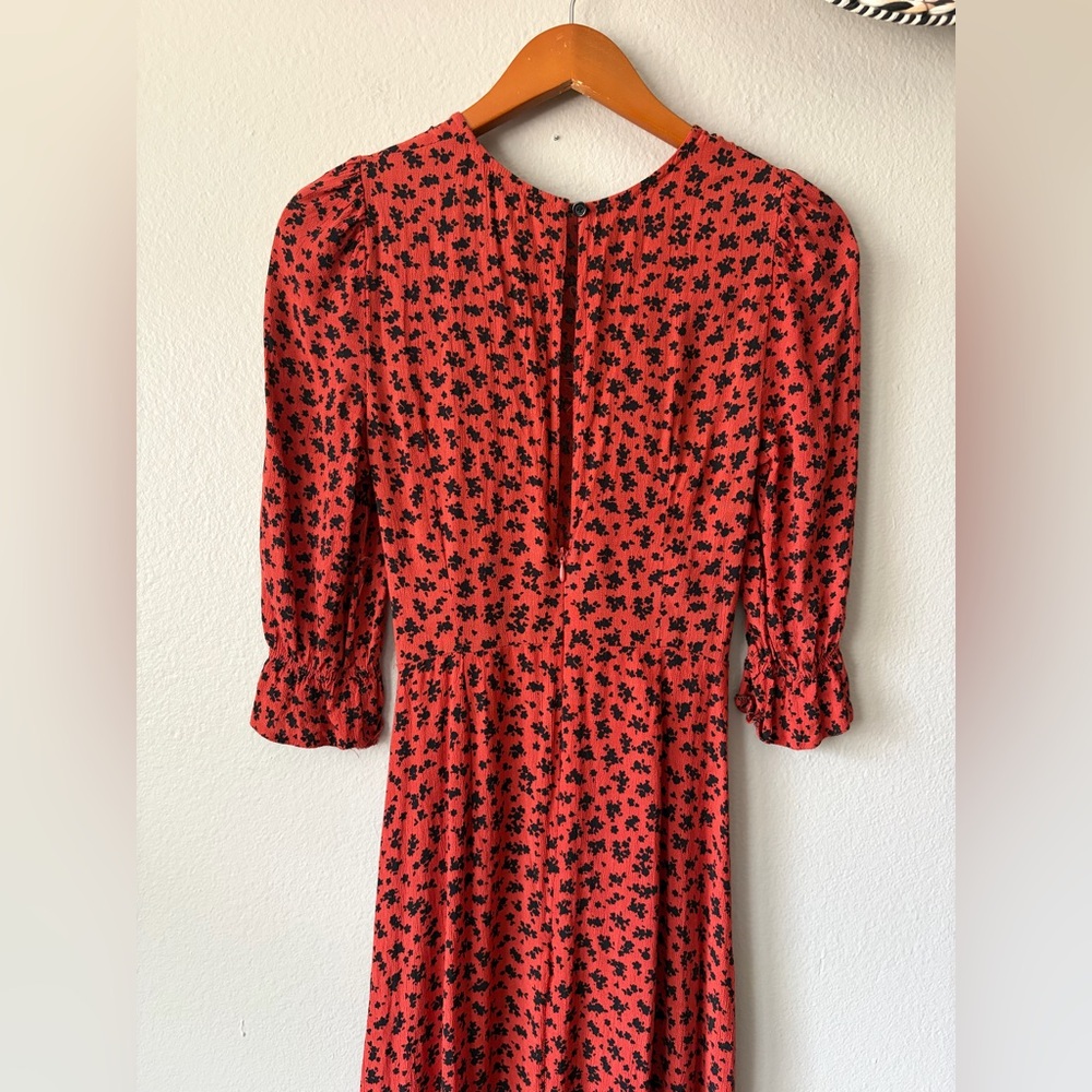 Nobody’s Child Red Floral Maxi Dress with Puff Sleeves Women’s Size 2 Small - Picture 5 of 13